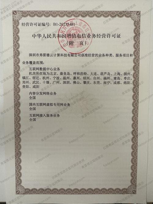 增值电信业务经营许可证附页（第一类增值电信业务）详解